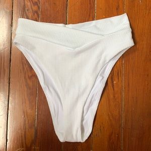 AERIE WAFFLE  HIGH CUT CHEEKY BIKINI BOTTOM